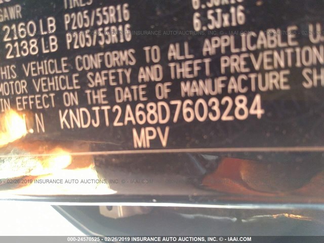 KNDJT2A68D7603284 - 2013 KIA SOUL +/!/SPORT BLACK photo 9