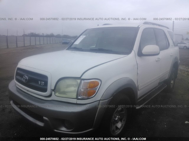 5TDZT34A92S135643 - 2002 TOYOTA SEQUOIA SR5 WHITE photo 2