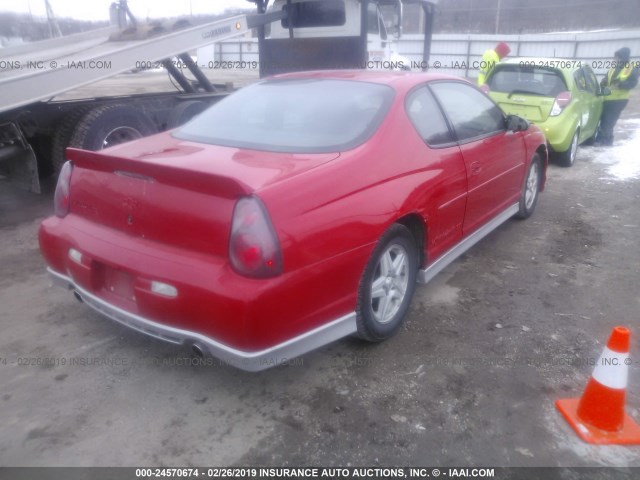 2G1WX15K829276725 - 2002 CHEVROLET MONTE CARLO SS RED photo 4