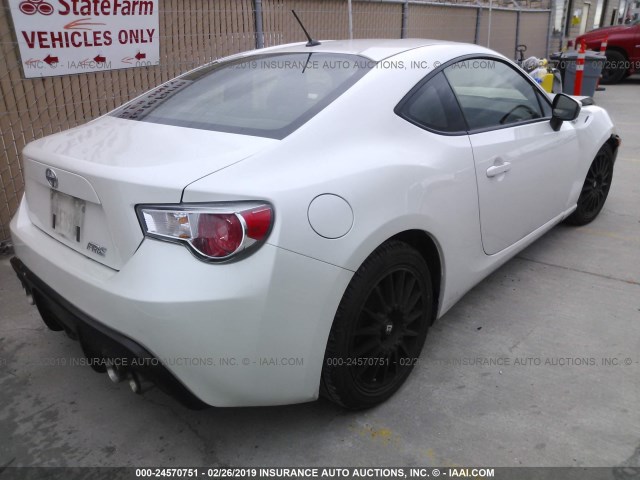 JF1ZNAA16D2730291 - 2013 TOYOTA SCION FR-S WHITE photo 4