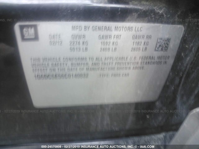1G6DC5E56C0140832 - 2012 CADILLAC CTS BLACK photo 9