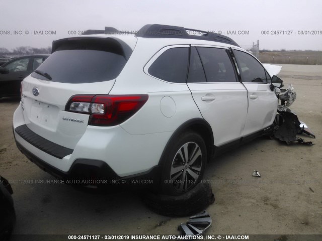 4S4BSANC1J3221162 - 2018 SUBARU OUTBACK 2.5I LIMITED WHITE photo 4