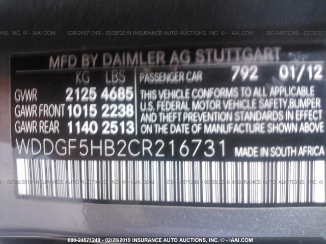 WDDGF5HB2CR216731 - 2012 MERCEDES-BENZ C 350 SILVER photo 9