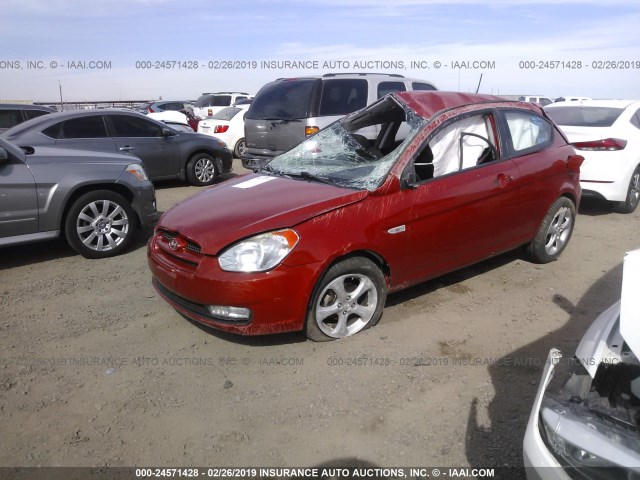 KMHCN36C89U123242 - 2009 HYUNDAI ACCENT SE RED photo 2