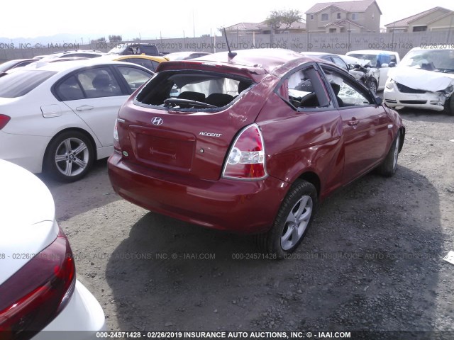 KMHCN36C89U123242 - 2009 HYUNDAI ACCENT SE RED photo 4