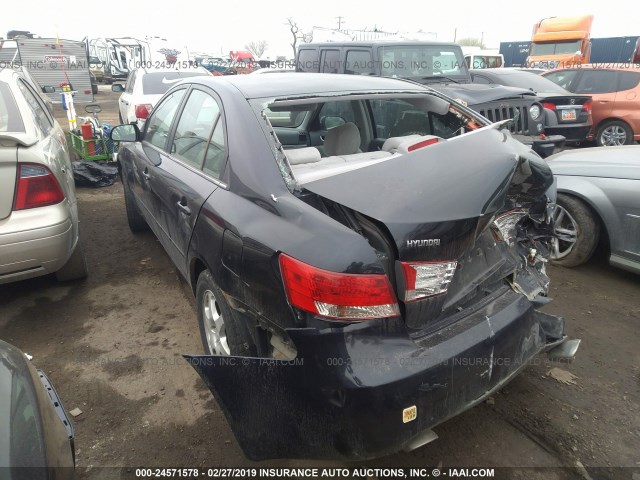 5NPEU46FX6H061302 - 2006 HYUNDAI SONATA GLS/LX BLUE photo 3