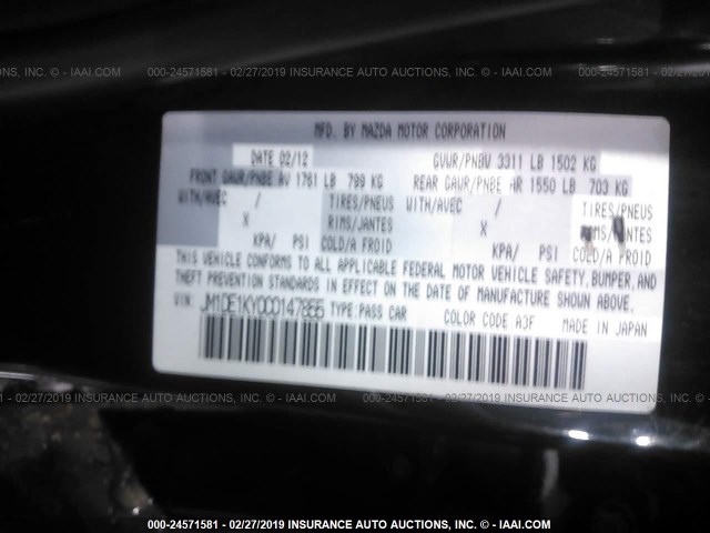 JM1DE1KY0C0147855 - 2012 MAZDA MAZDA2 Dark Blue photo 9
