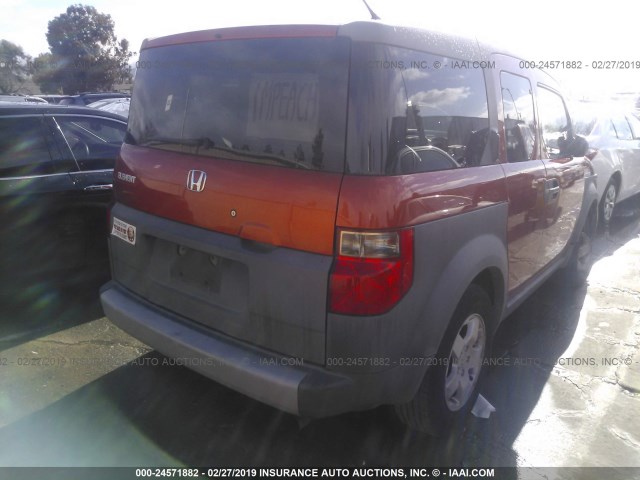 5J6YH28554L003899 - 2004 HONDA ELEMENT EX ORANGE photo 4