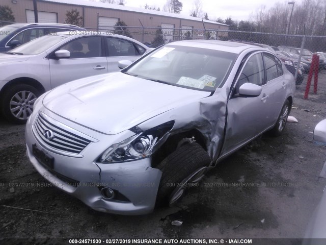 JN1CV6AR5DM756181 - 2013 INFINITI G37 SILVER photo 2