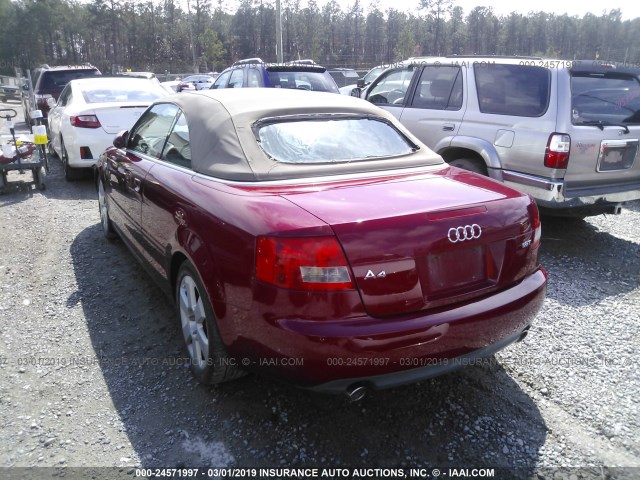 WAUAC48H16K009488 - 2006 AUDI A4 1.8 CABRIOLET RED photo 3