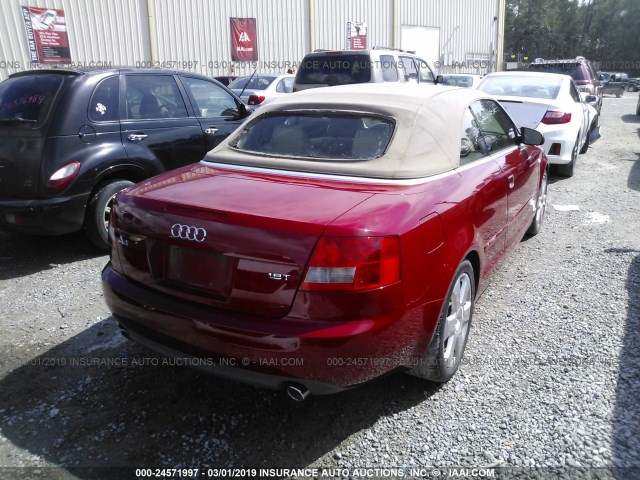 WAUAC48H16K009488 - 2006 AUDI A4 1.8 CABRIOLET RED photo 4