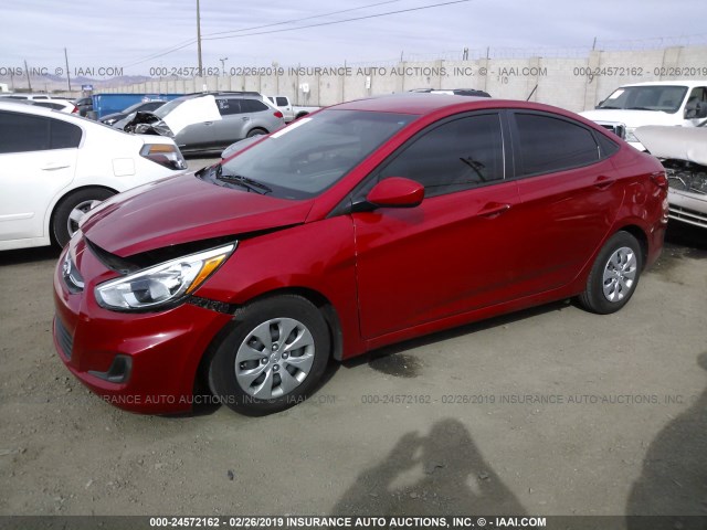 KMHCT4AEXGU018901 - 2016 HYUNDAI ACCENT SE RED photo 2