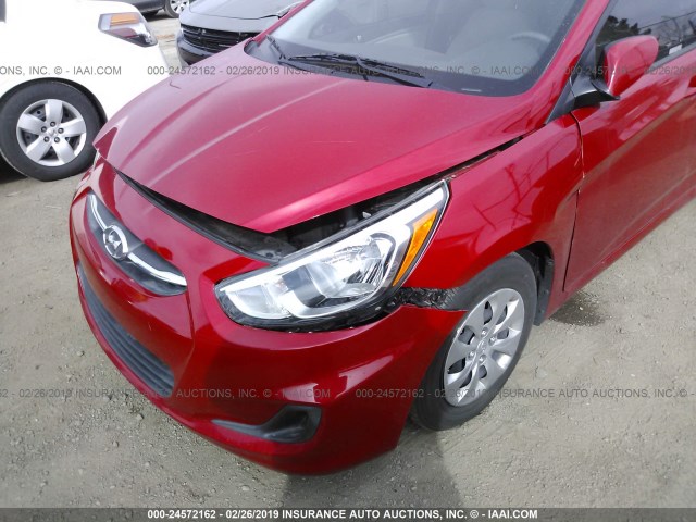 KMHCT4AEXGU018901 - 2016 HYUNDAI ACCENT SE RED photo 6