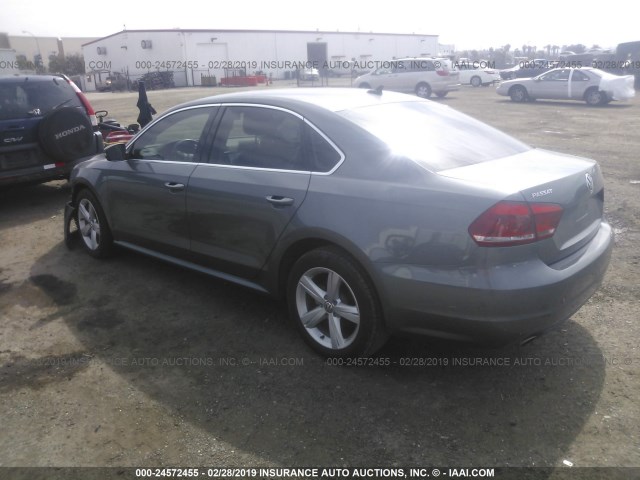 1VWBP7A3XDC003379 - 2013 VOLKSWAGEN PASSAT SE GRAY photo 3