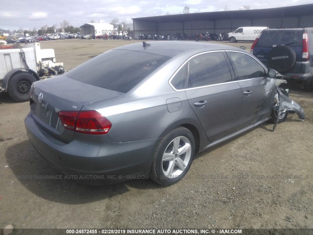 1VWBP7A3XDC003379 - 2013 VOLKSWAGEN PASSAT SE GRAY photo 4