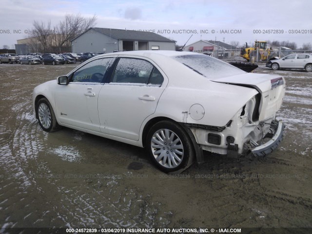 3FADP0L32AR177434 - 2010 FORD FUSION HYBRID WHITE photo 3