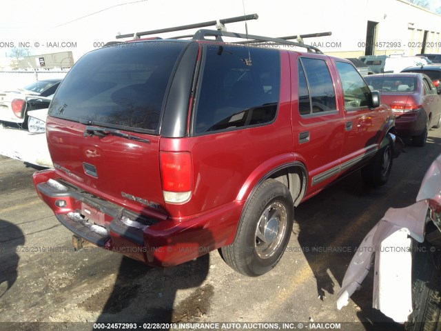 1GNDT13W012195769 - 2001 CHEVROLET BLAZER RED photo 4