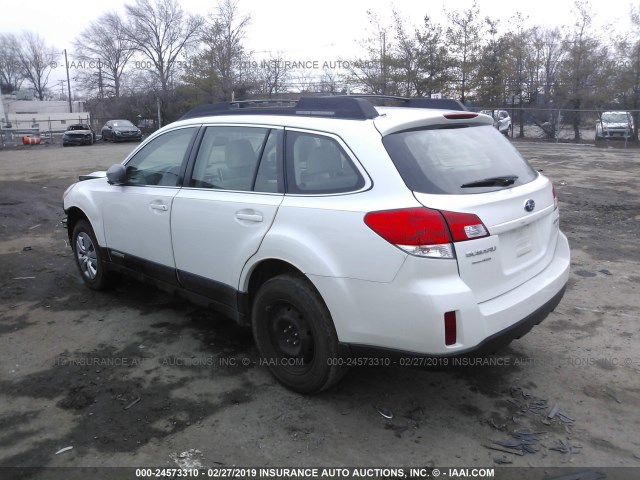 4S4BRBAC8B3388515 - 2011 SUBARU OUTBACK 2.5I WHITE photo 3