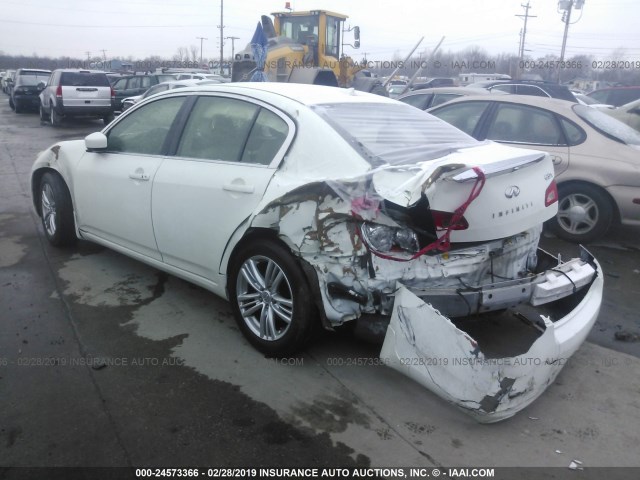 JN1CV6AR0DM752412 - 2013 INFINITI G37 WHITE photo 3