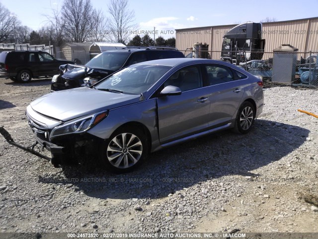 5NPE34AF7FH213451 - 2015 HYUNDAI SONATA SPORT/LIMITED SILVER photo 2