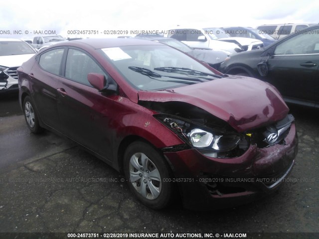 5NPDH4AE4GH675536 - 2016 HYUNDAI ELANTRA SE/SPORT/LIMITED RED photo 1