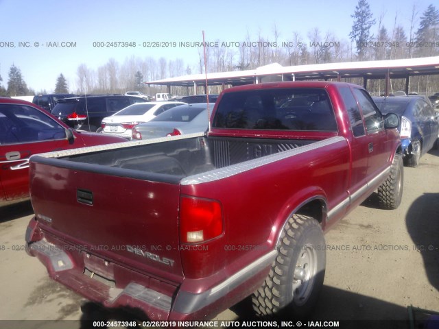 1GCCT19W0T8188848 - 1996 CHEVROLET S TRUCK S10 MAROON photo 4