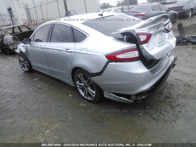 3FA6P0K91ER288738 - 2014 FORD FUSION TITANIUM SILVER photo 3