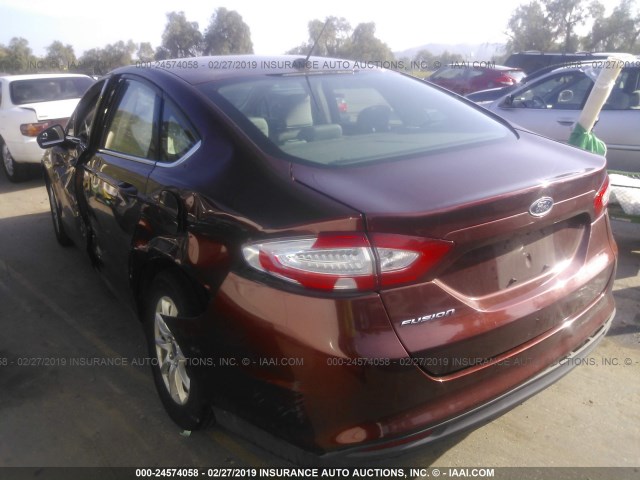 3FA6P0G77GR384657 - 2016 FORD FUSION S RED photo 3