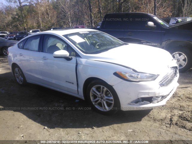 3FA6P0LU1JR162246 - 2018 FORD FUSION SE HYBRID WHITE photo 1