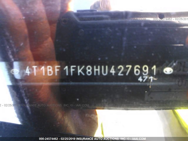 4T1BF1FK8HU427691 - 2017 TOYOTA CAMRY LE/XLE/SE/XSE GRAY photo 9