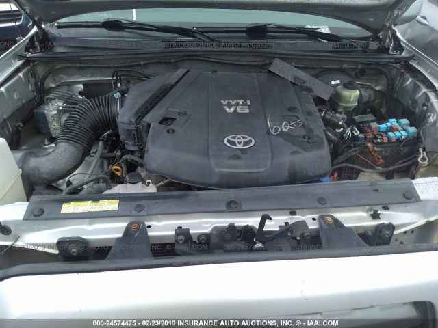 3TMJU4GN7AM101715 - 2010 TOYOTA TACOMA DOUBLE CAB PRERUNNER SILVER photo 10