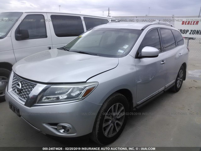 5N1AR2MN4EC697346 - 2014 NISSAN PATHFINDER SILVER photo 2