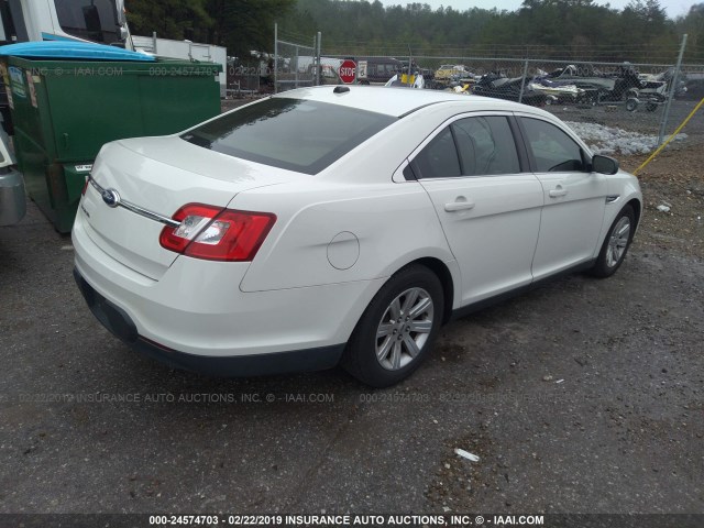 1FAHP2DW5BG154616 - 2011 FORD TAURUS SE WHITE photo 4