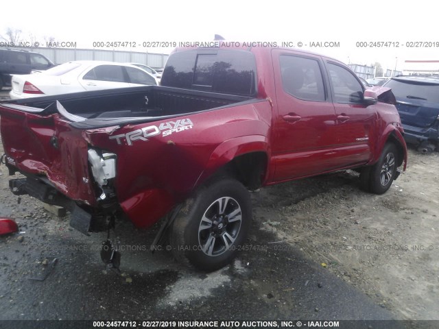 5TFCZ5AN4HX117853 - 2017 TOYOTA TACOMA DBL CAB/SR/TRDSPT/OR/PRO RED photo 4