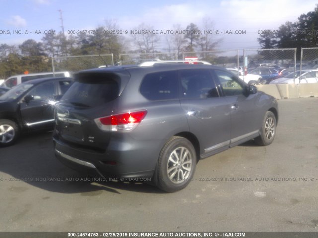 5N1AR2MM9DC613415 - 2013 NISSAN PATHFINDER S/SV/SL/PLATINUM GRAY photo 4