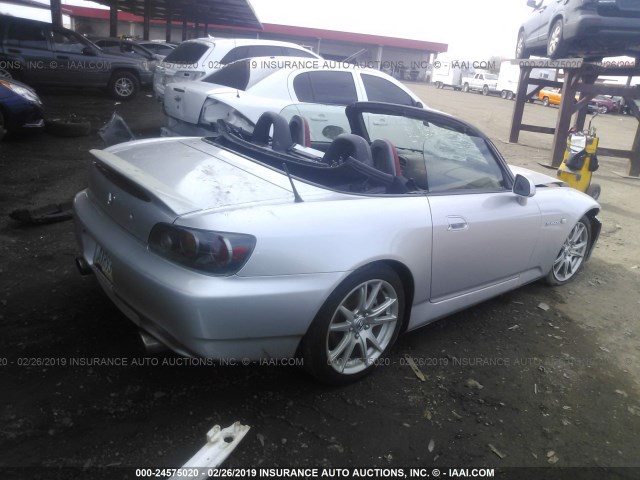 JHMAP21465S000219 - 2005 HONDA S2000 SILVER photo 4