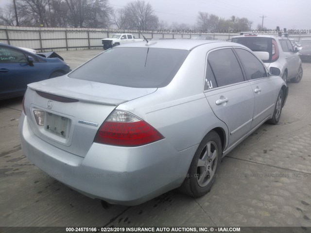 JHMCN36426C001537 - 2006 HONDA ACCORD HYBRID SILVER photo 4