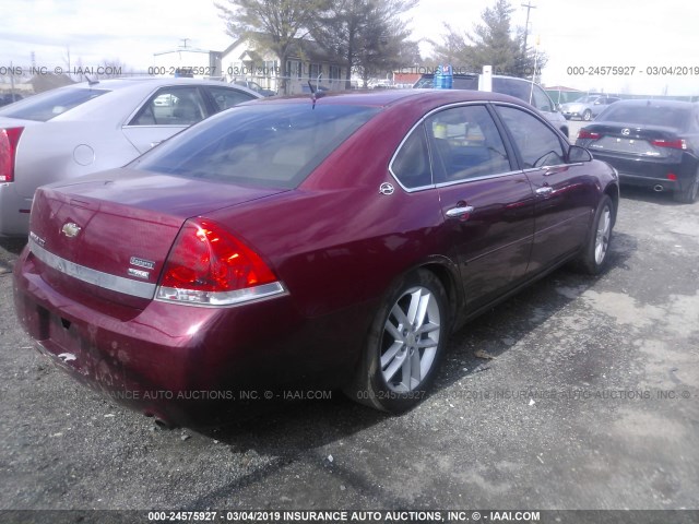 2G1WU583381264459 - 2008 CHEVROLET IMPALA LTZ BURGUNDY photo 4