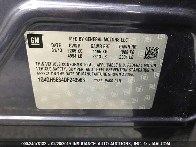 1G4GH5E34DF243963 - 2013 BUICK LACROSSE PREMIUM BLUE photo 9