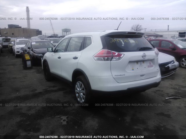 KNMAT2MV4GP675736 - 2016 NISSAN ROGUE S/SL/SV WHITE photo 3