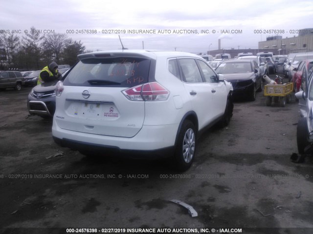 KNMAT2MV4GP675736 - 2016 NISSAN ROGUE S/SL/SV WHITE photo 4