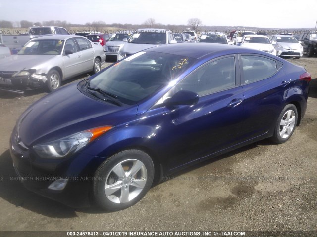 5NPDH4AE1DH337412 - 2013 HYUNDAI ELANTRA GLS/LIMITED BLUE photo 2