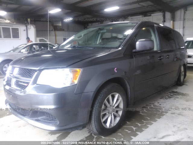 2C4RDGCG9GR361983 - 2016 DODGE GRAND CARAVAN SXT GRAY photo 2