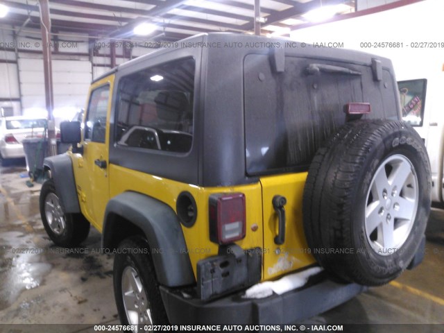 1J4AA2D17BL529375 - 2011 JEEP WRANGLER SPORT YELLOW photo 3