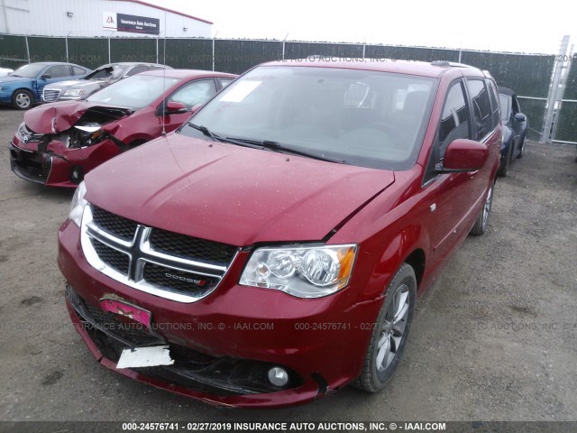 2C4RDGCG6ER376907 - 2014 DODGE GRAND CARAVAN SXT MAROON photo 2