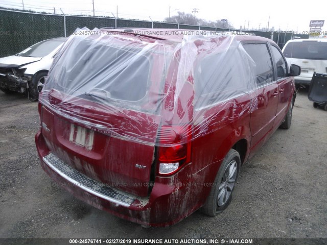 2C4RDGCG6ER376907 - 2014 DODGE GRAND CARAVAN SXT MAROON photo 4