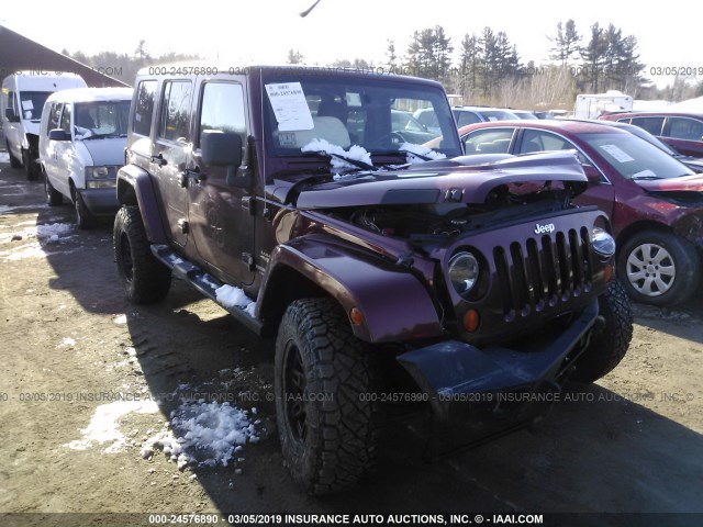 1J8GA59168L624571 - 2008 JEEP WRANGLER UNLIMITE SAHARA BURGUNDY photo 1