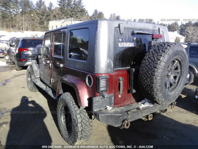 1J8GA59168L624571 - 2008 JEEP WRANGLER UNLIMITE SAHARA BURGUNDY photo 3