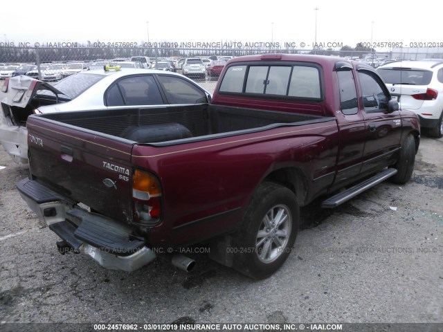 4TAVL52N9WZ087495 - 1998 TOYOTA TACOMA XTRACAB RED photo 4