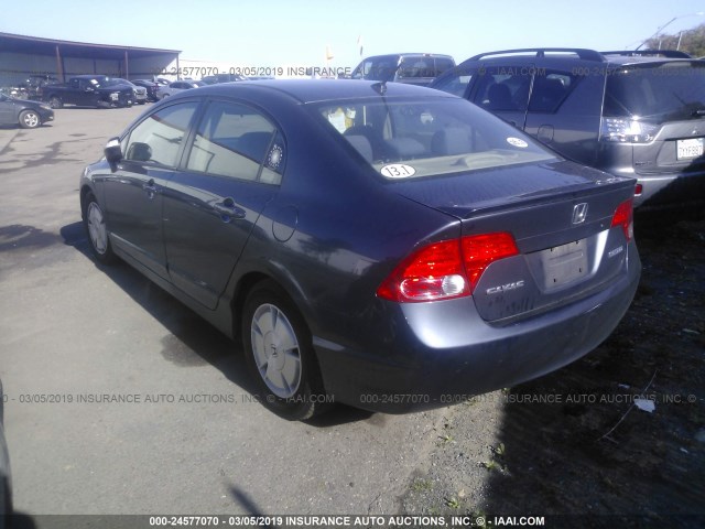 JHMFA36297S027535 - 2007 HONDA CIVIC HYBRID BLUE photo 3